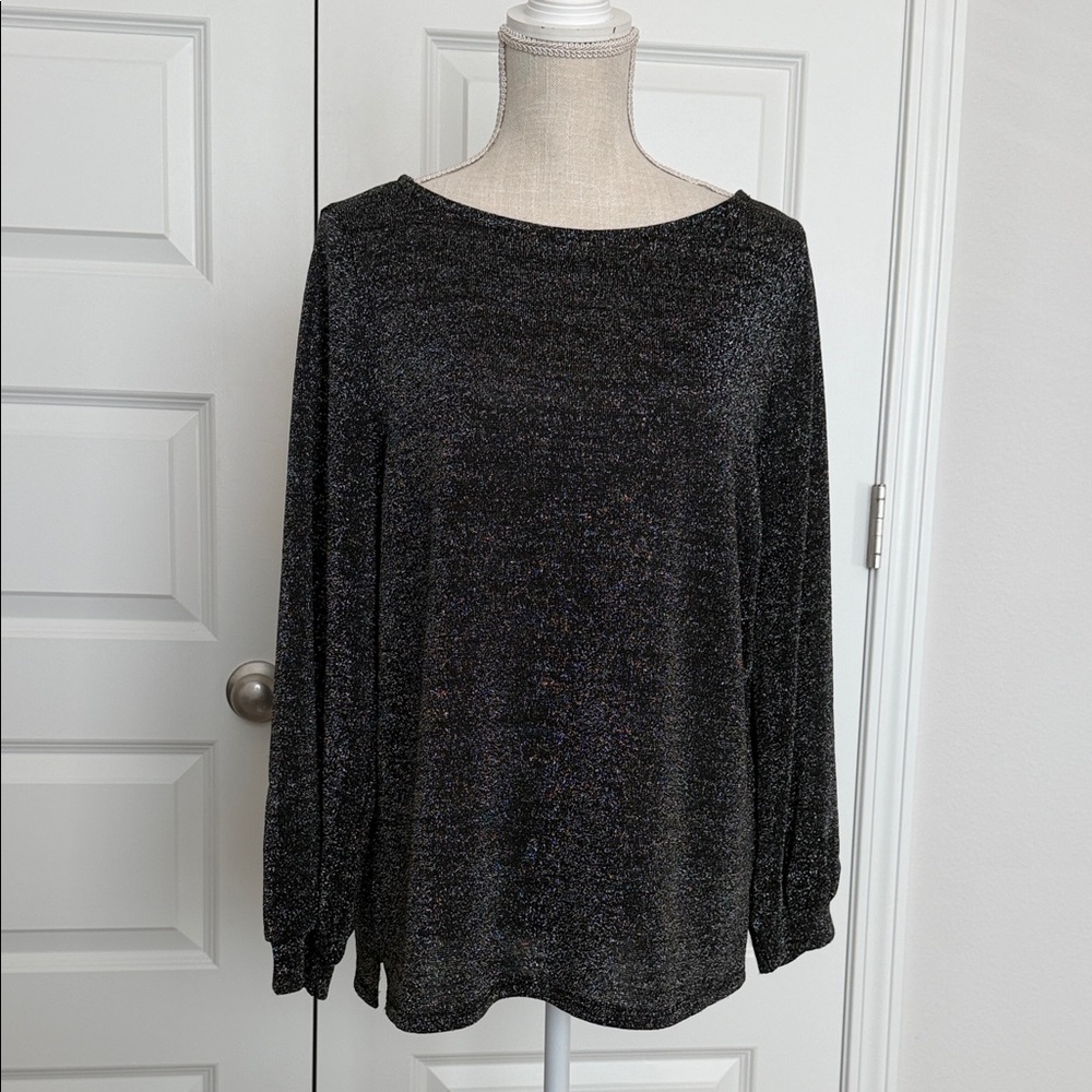 NY Collection Black Shimmer Blouse